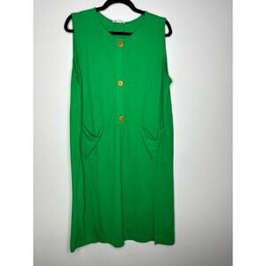 Zara Kelly Green Shift Dress with Buttons